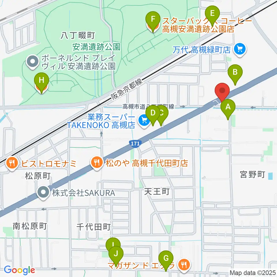 songbird スタジオ周辺のカフェ一覧地図