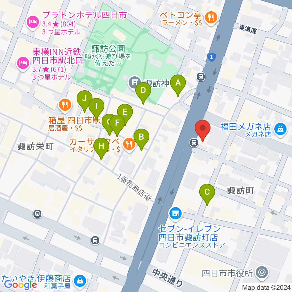 ルークレコーズ周辺のカフェ一覧地図