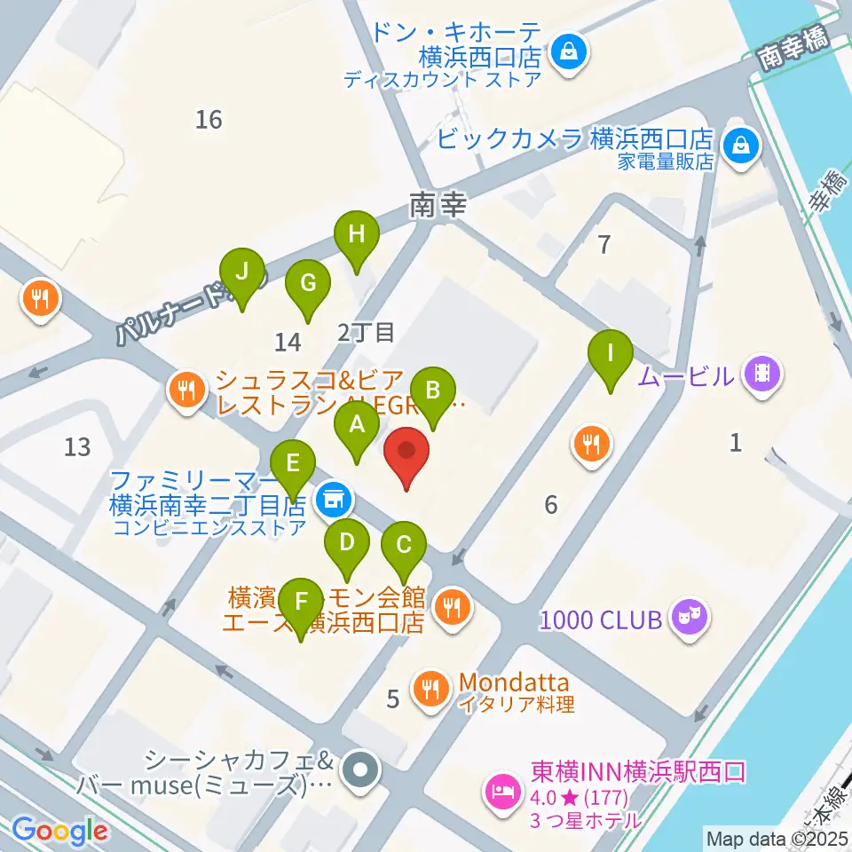 ディスクユニオン横浜西口店周辺のカフェ一覧地図