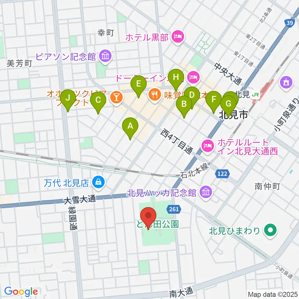 北ガス市民ホール周辺のカフェ一覧地図