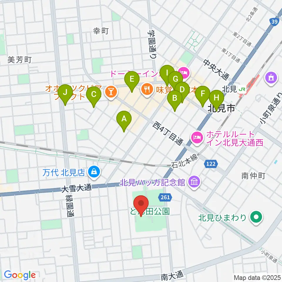 北ガス市民ホール周辺のカフェ一覧地図