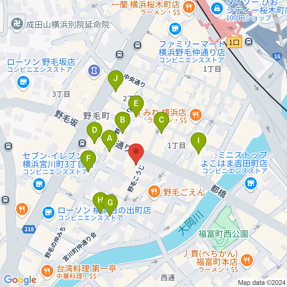 野毛ルタンペルデュ周辺のカフェ一覧地図