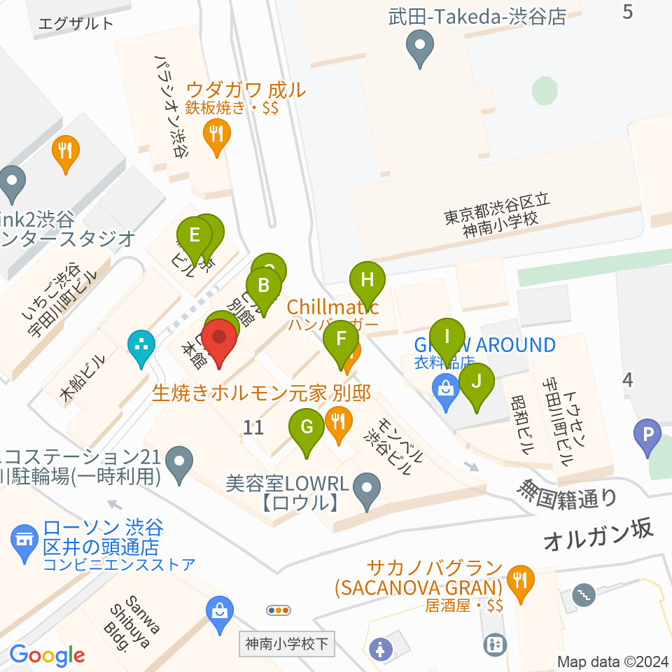 Disc Jam 渋谷シスコ店周辺のカフェ一覧地図