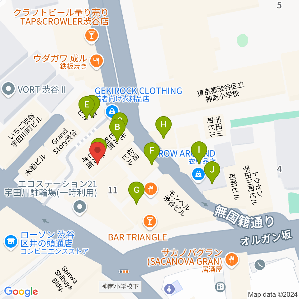 Disc Jam 渋谷シスコ店周辺のカフェ一覧地図