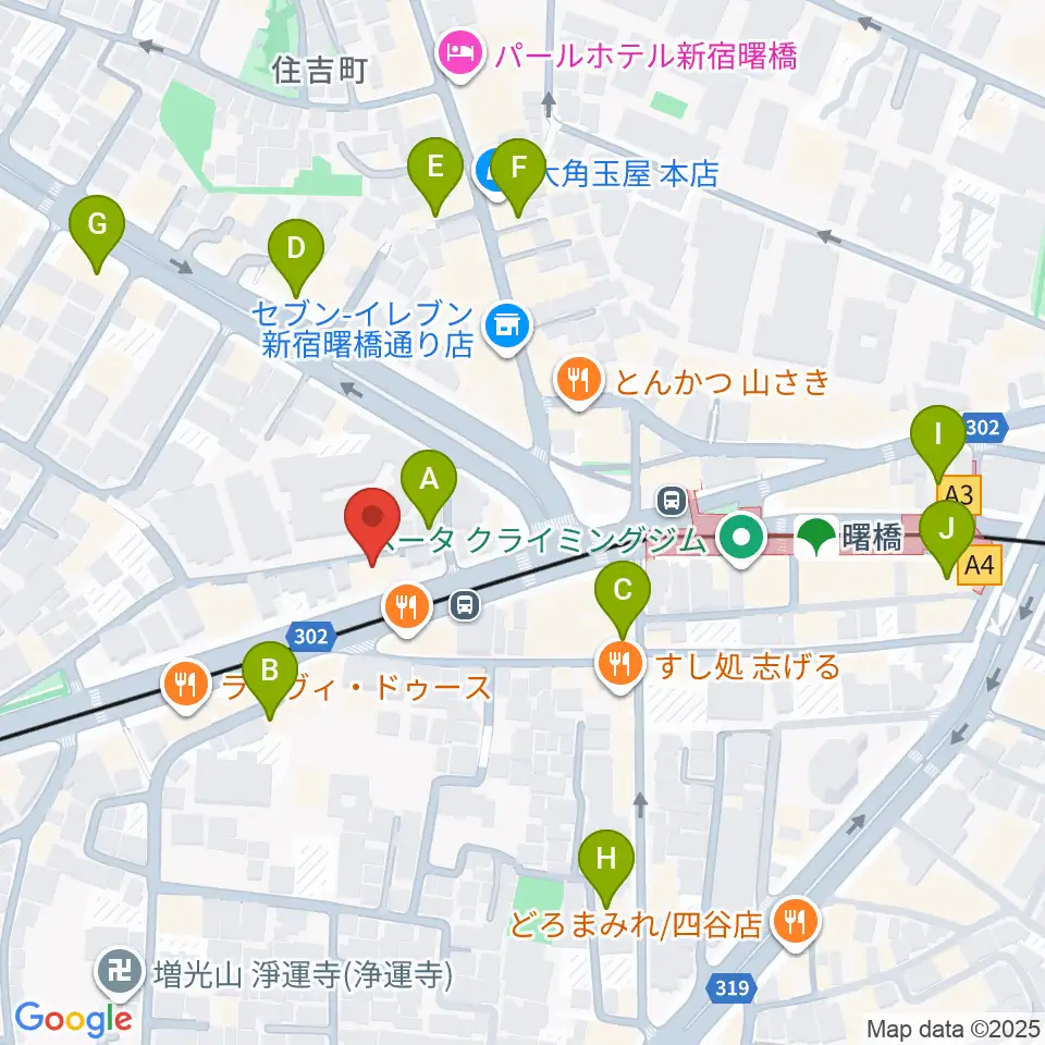 曙橋バックインタウン周辺のカフェ一覧地図