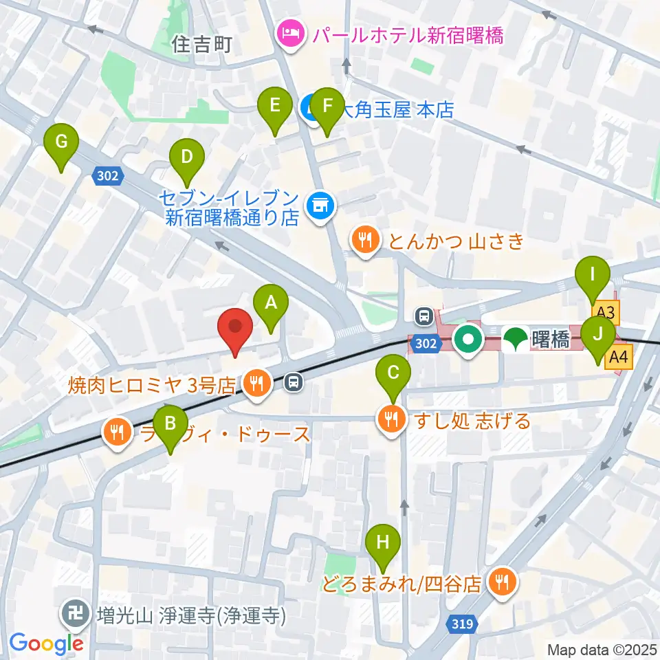 曙橋バックインタウン周辺のカフェ一覧地図