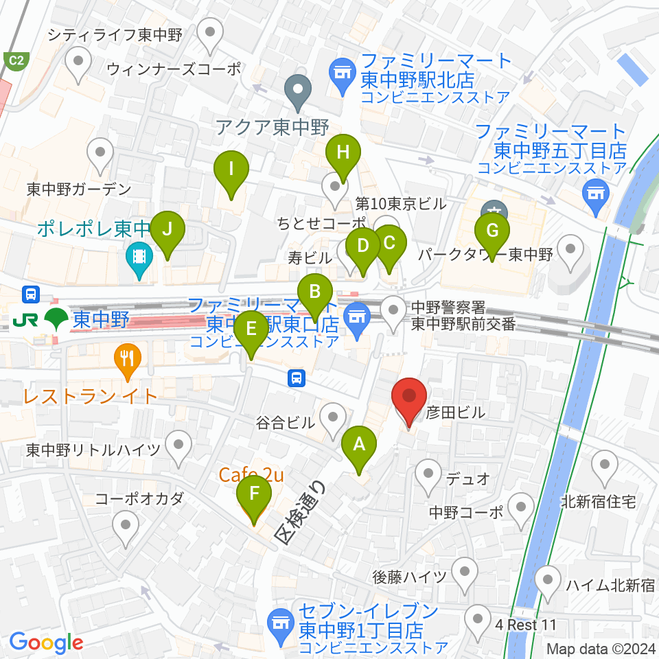 東中野 Cafeじみへん周辺のカフェ一覧地図