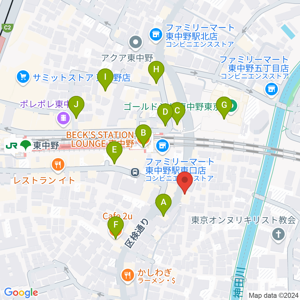 東中野 Cafeじみへん周辺のカフェ一覧地図