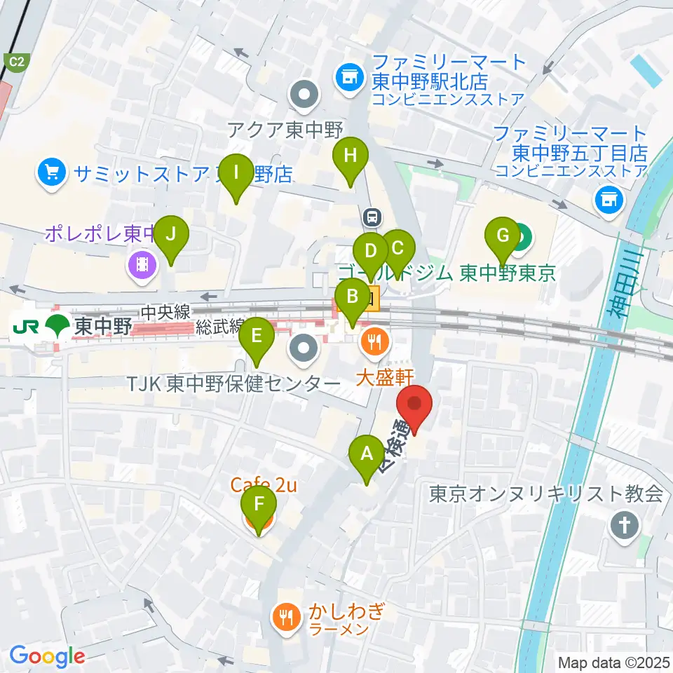 東中野 Cafeじみへん周辺のカフェ一覧地図