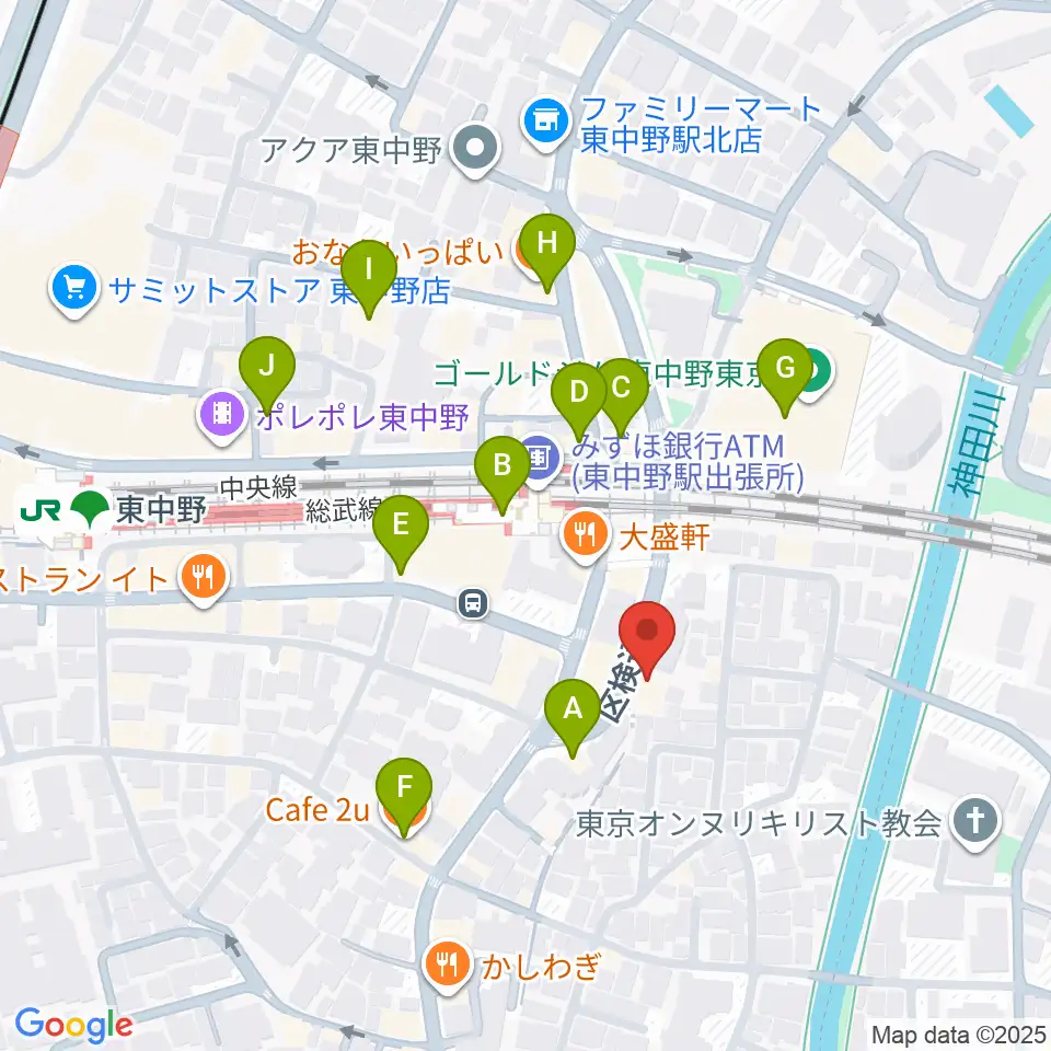 東中野 Cafeじみへん周辺のカフェ一覧地図