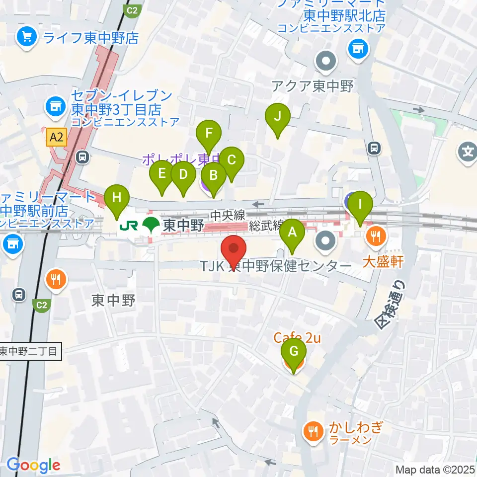 東中野Hello Goodbye周辺のカフェ一覧地図