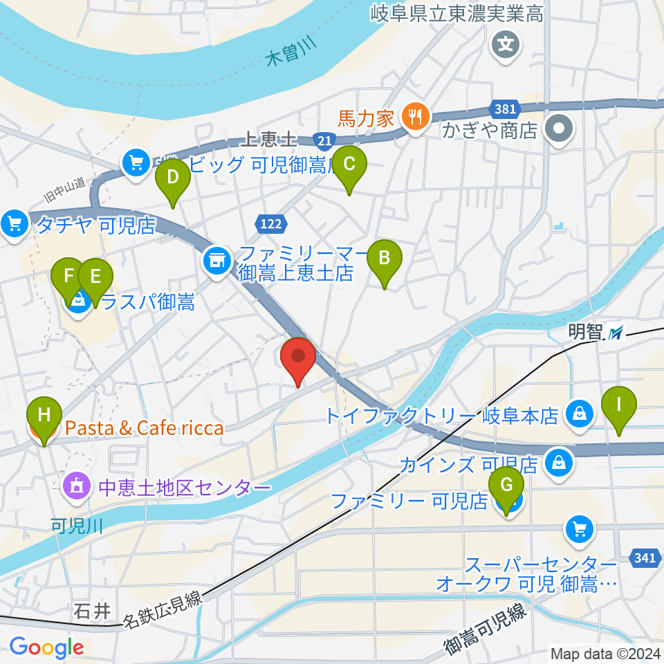 可児MIZ周辺のカフェ一覧地図