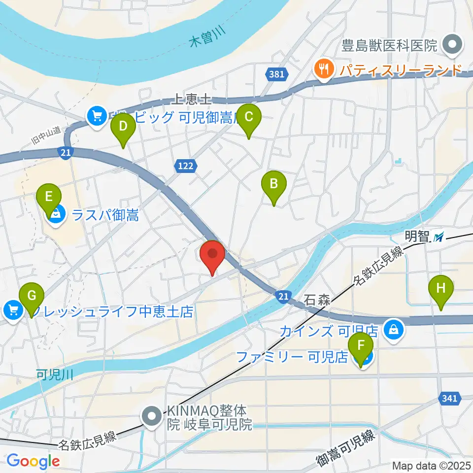 可児MIZ周辺のカフェ一覧地図