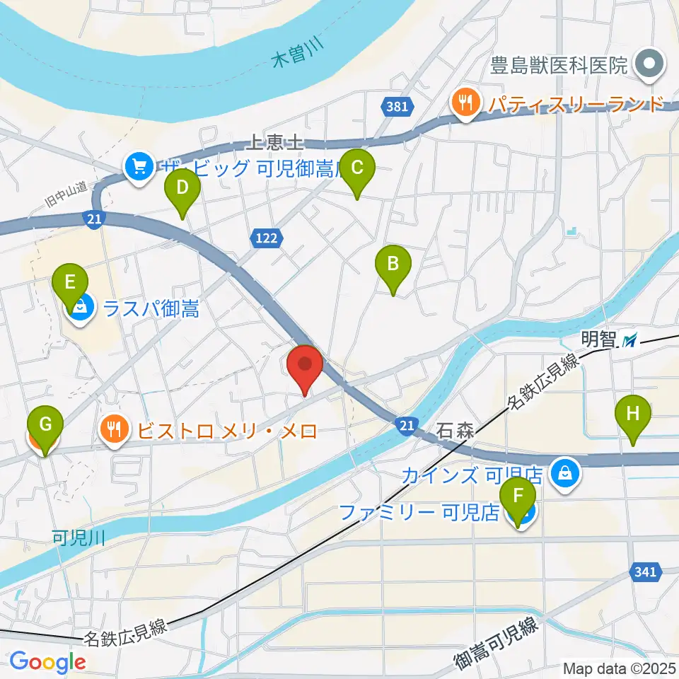 可児MIZ周辺のカフェ一覧地図
