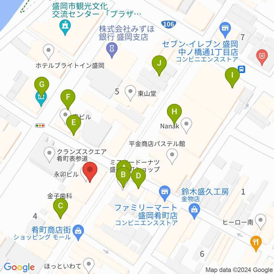 いわてアートサポートセンター風のスタジオ周辺のカフェ一覧地図