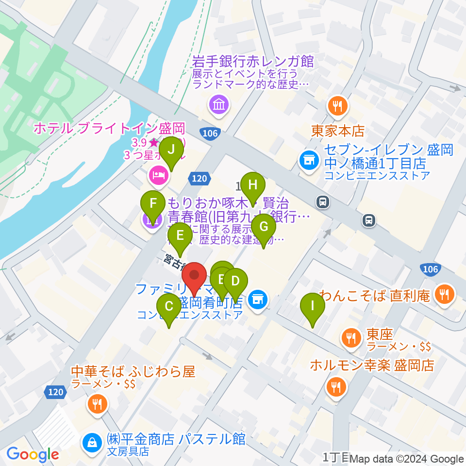 いわてアートサポートセンター風のスタジオ周辺のカフェ一覧地図