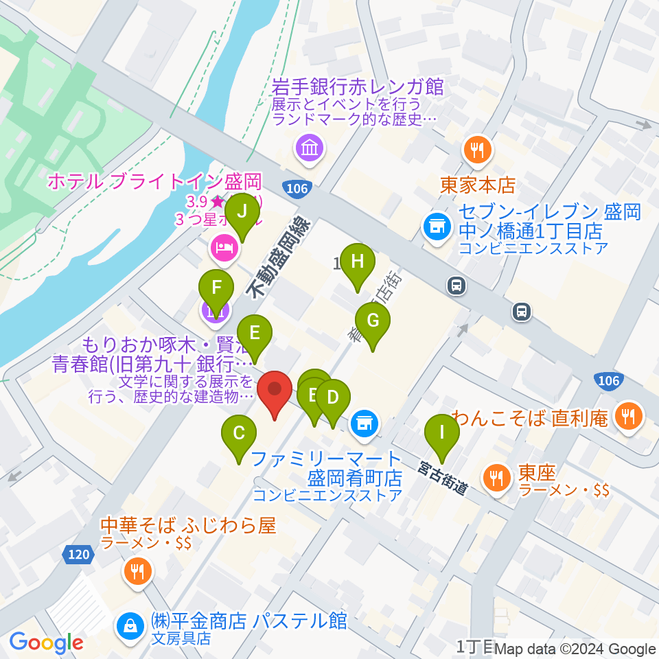 いわてアートサポートセンター風のスタジオ周辺のカフェ一覧地図