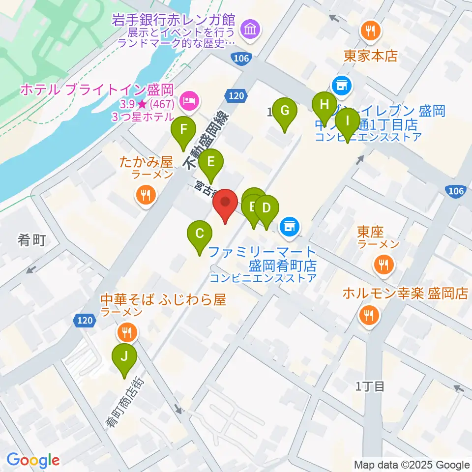 いわてアートサポートセンター風のスタジオ周辺のカフェ一覧地図