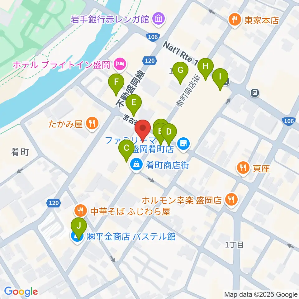 いわてアートサポートセンター風のスタジオ周辺のカフェ一覧地図