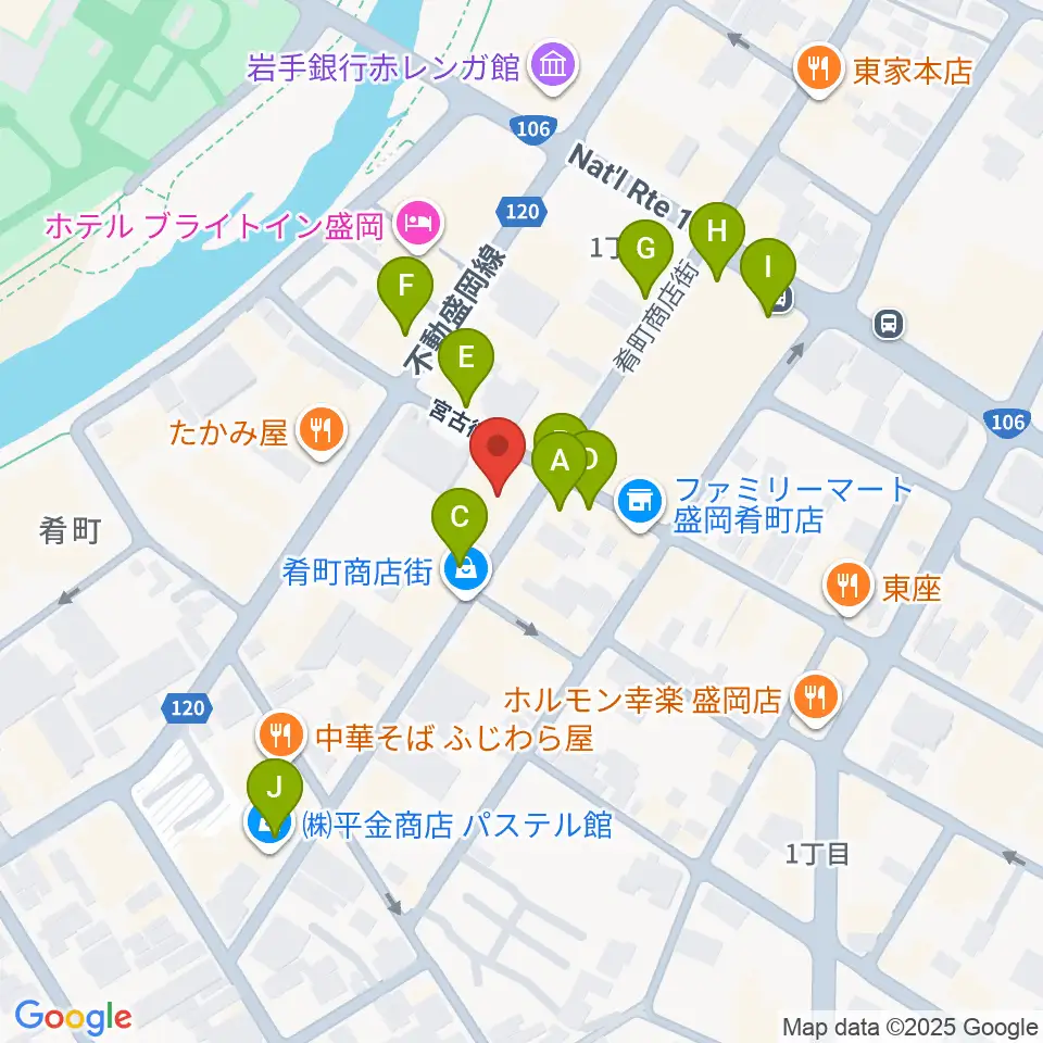 いわてアートサポートセンター風のスタジオ周辺のカフェ一覧地図