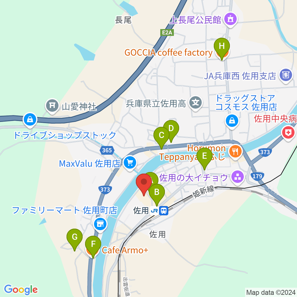 さよう文化情報センター おりひめ文化ホール周辺のカフェ一覧地図