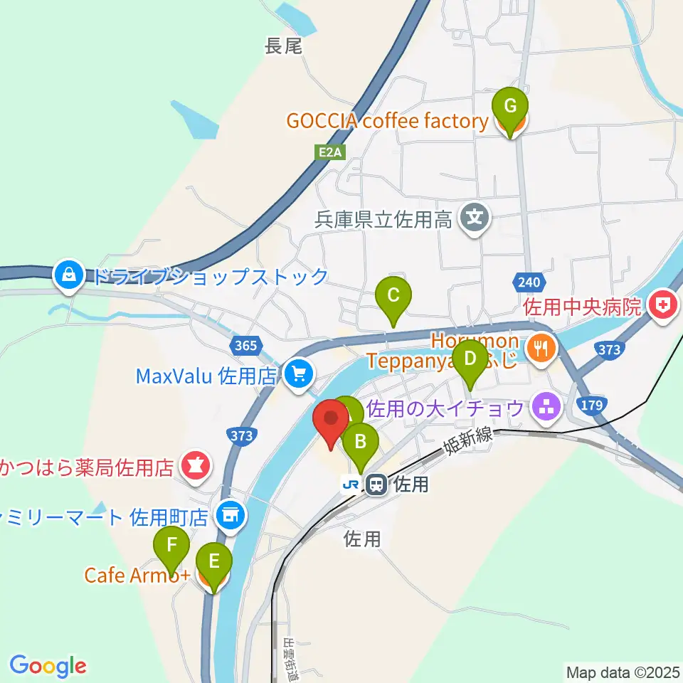 さよう文化情報センター おりひめ文化ホール周辺のカフェ一覧地図