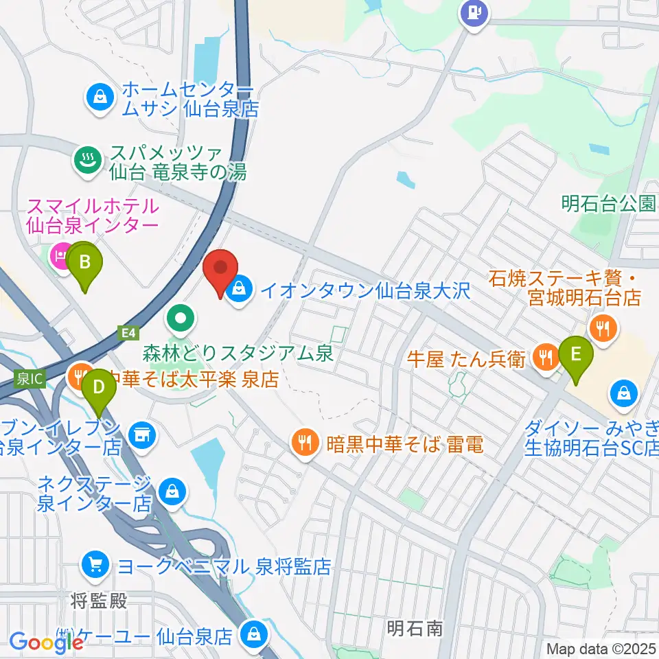 カワイ音楽教室 イオン泉大沢周辺のカフェ一覧地図