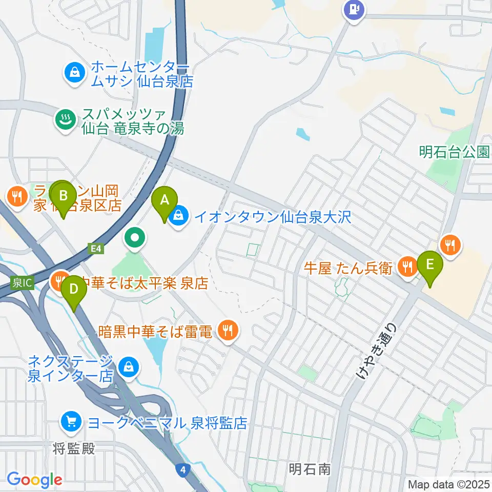 カワイ音楽教室 イオン泉大沢周辺のカフェ一覧地図