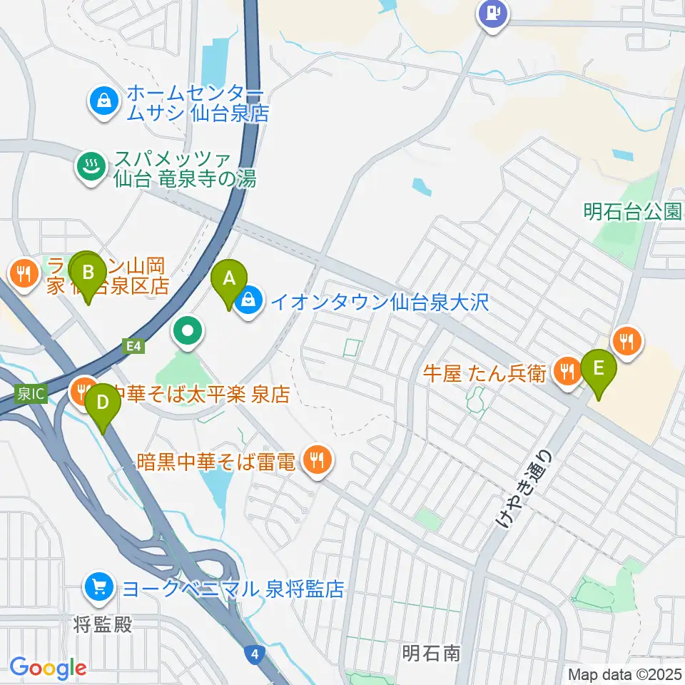カワイ音楽教室 イオン泉大沢周辺のカフェ一覧地図
