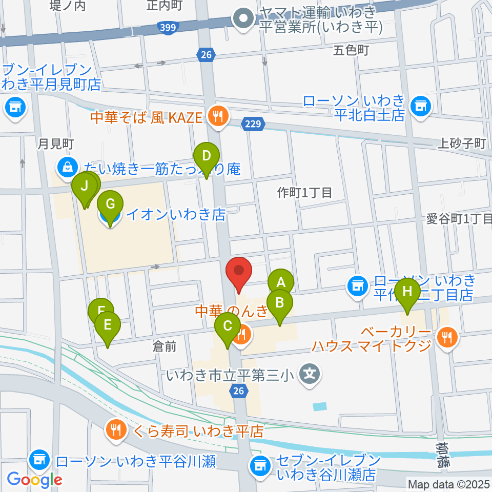 ピアノショップいわき周辺のカフェ一覧地図