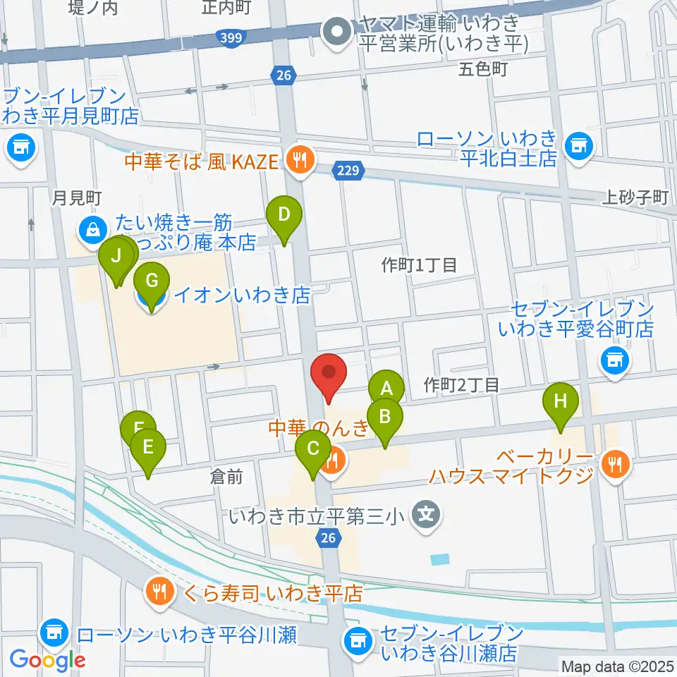 ピアノショップいわき周辺のカフェ一覧地図