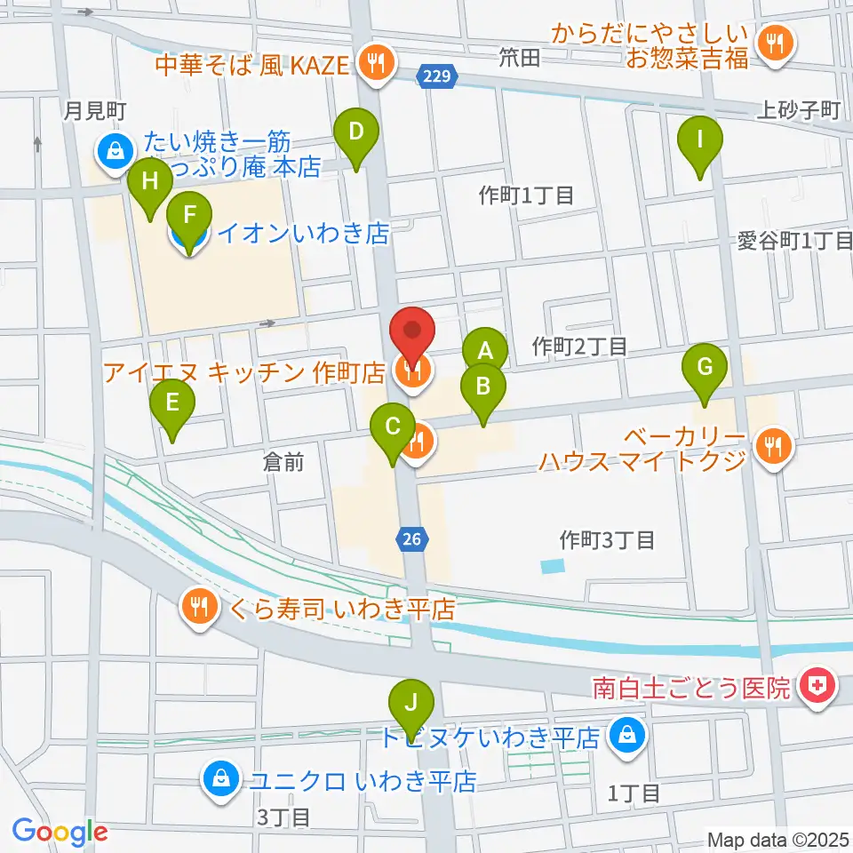 ピアノショップいわき周辺のカフェ一覧地図