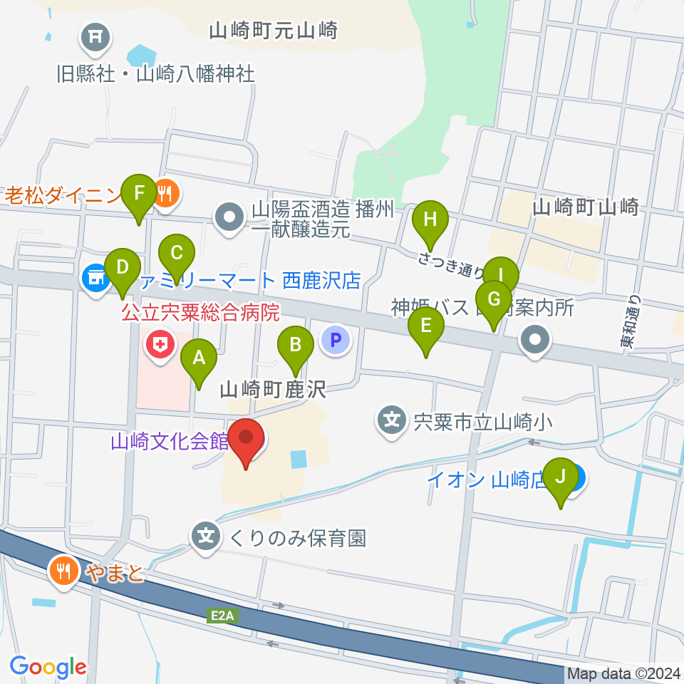 山崎文化会館周辺のカフェ一覧地図