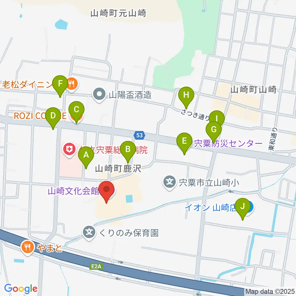 山崎文化会館周辺のカフェ一覧地図