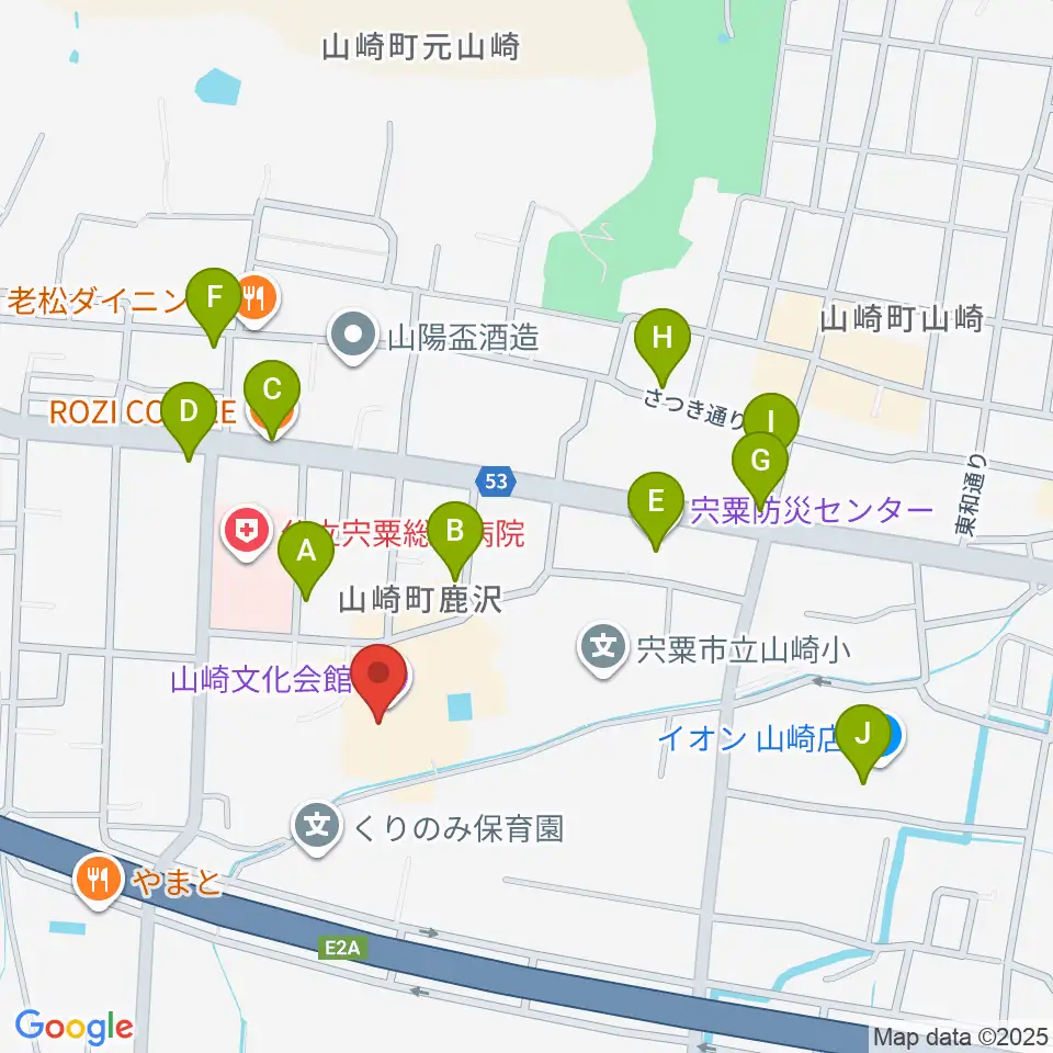 山崎文化会館周辺のカフェ一覧地図