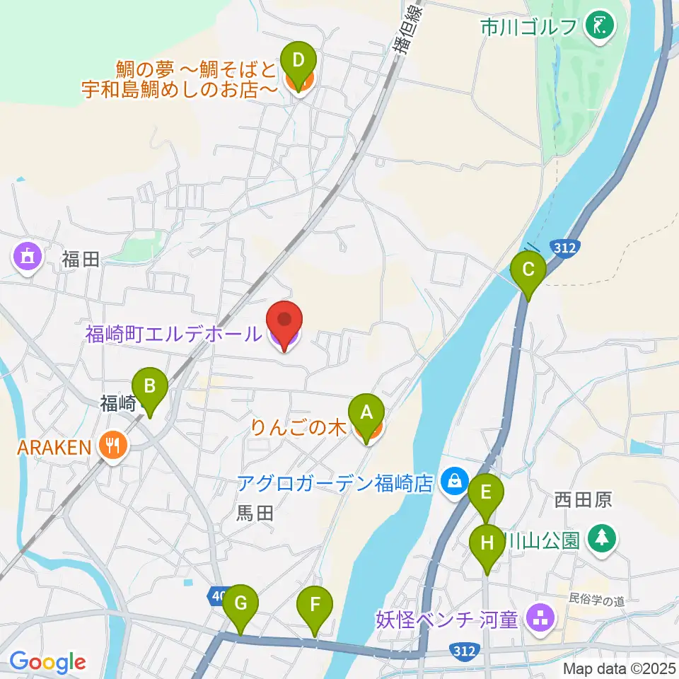 福崎町エルデホール周辺のカフェ一覧地図