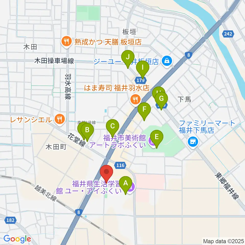 福井県産業会館周辺のカフェ一覧地図