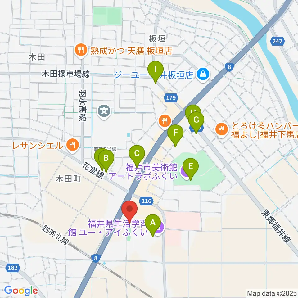福井県産業会館周辺のカフェ一覧地図