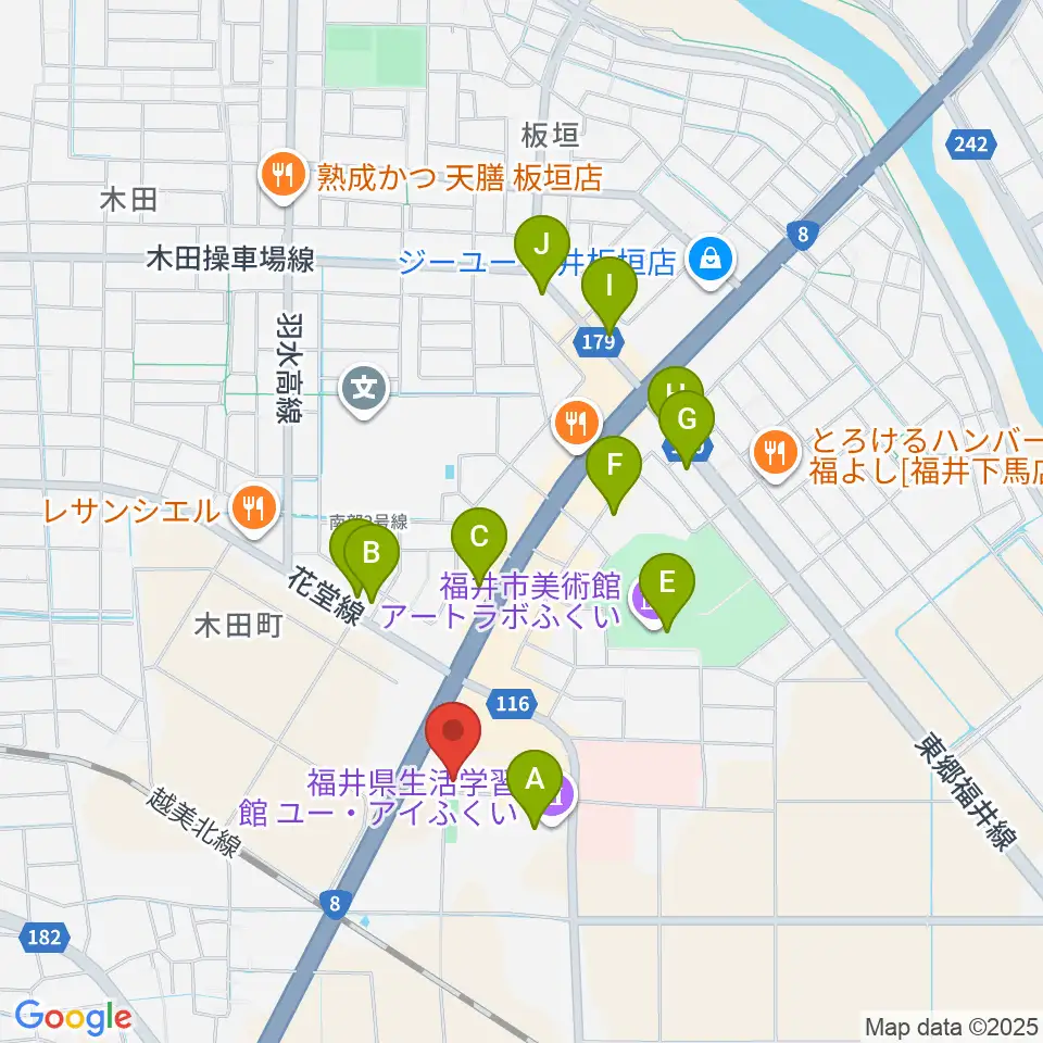 福井県産業会館周辺のカフェ一覧地図