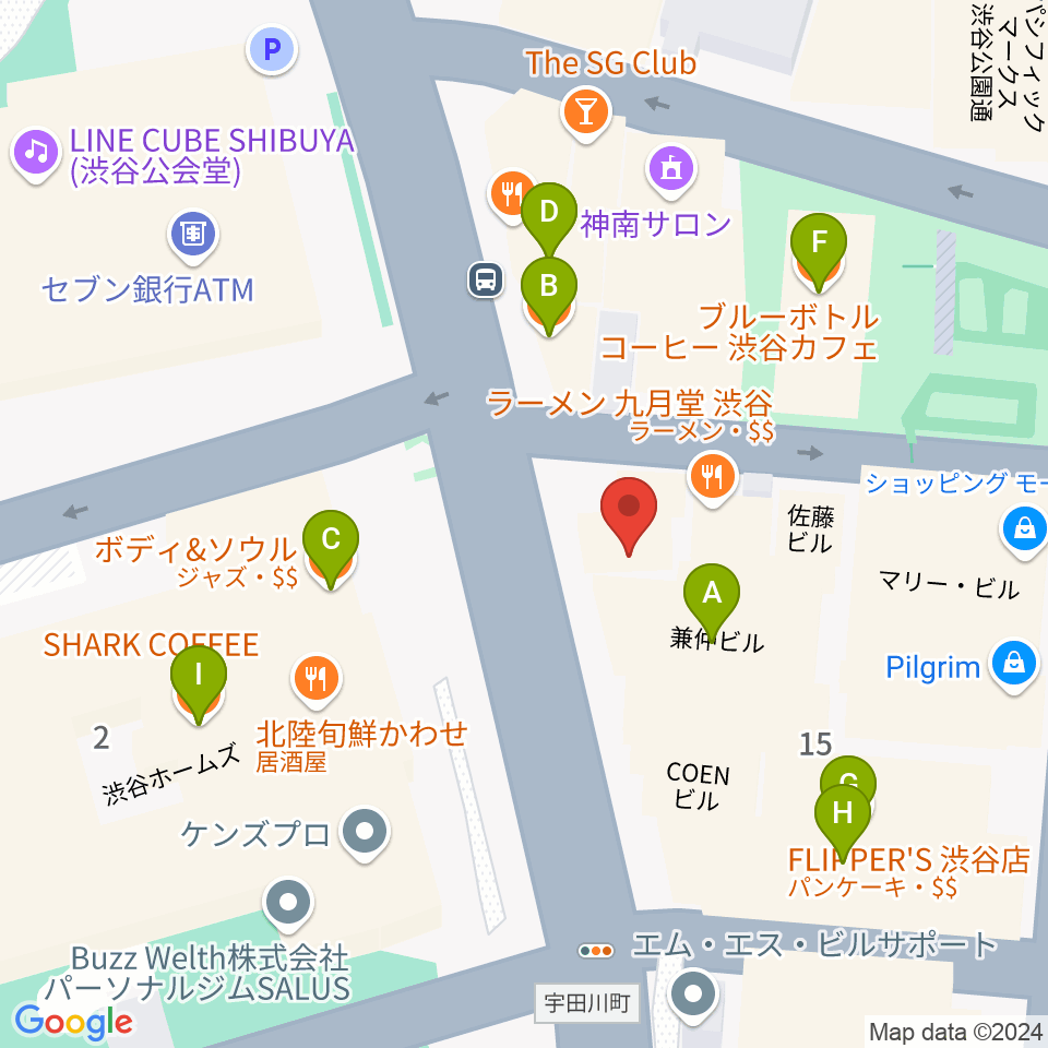 エル・スール・レコーズ周辺のカフェ一覧地図