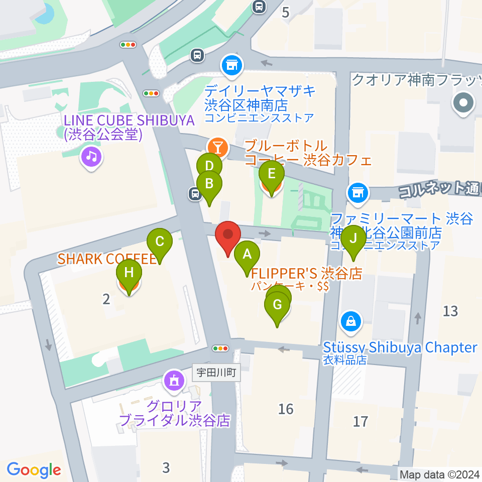 エル・スール・レコーズ周辺のカフェ一覧地図