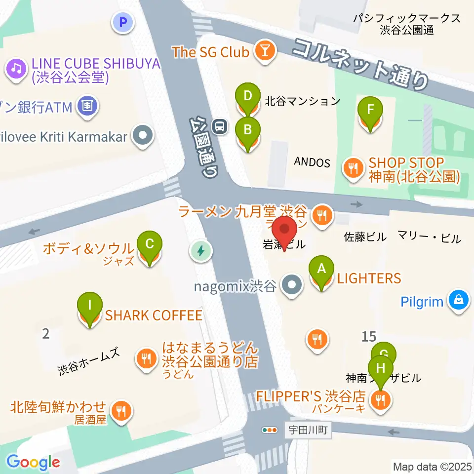エル・スール・レコーズ周辺のカフェ一覧地図