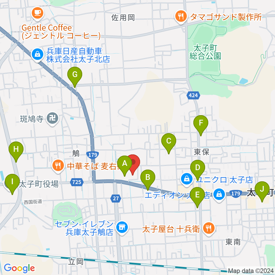 丸尾建築あすかホール周辺のカフェ一覧地図