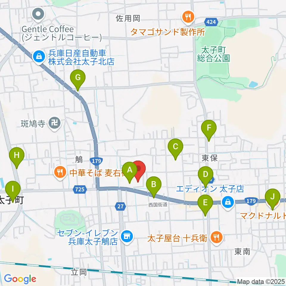 丸尾建築あすかホール周辺のカフェ一覧地図