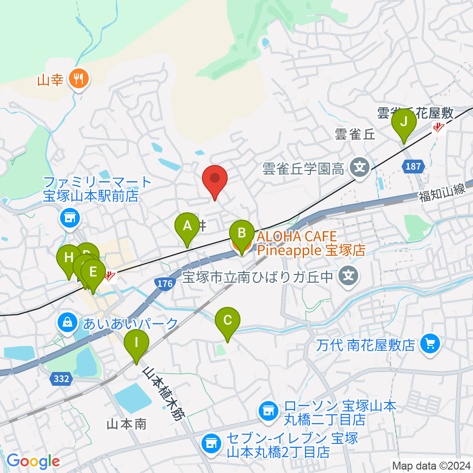 ヴァイオリン教室ゆみこせんせい周辺のカフェ一覧地図