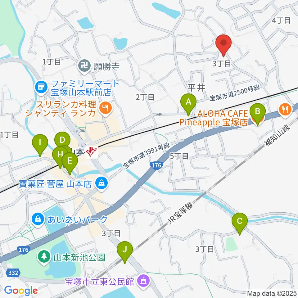 ヴァイオリン教室ゆみこせんせい周辺のカフェ一覧地図