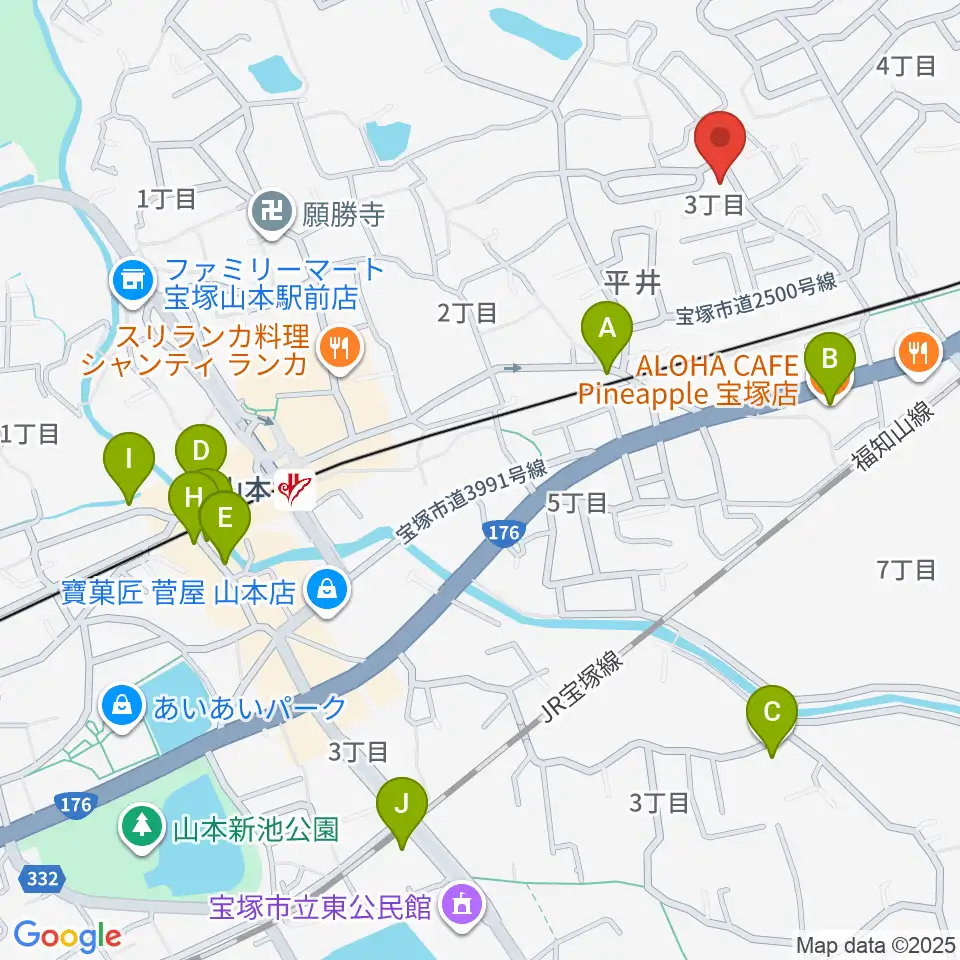 ヴァイオリン教室ゆみこせんせい周辺のカフェ一覧地図