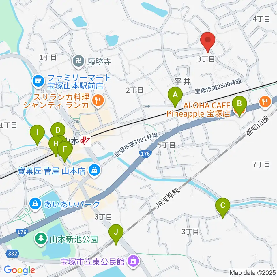 ヴァイオリン教室ゆみこせんせい周辺のカフェ一覧地図