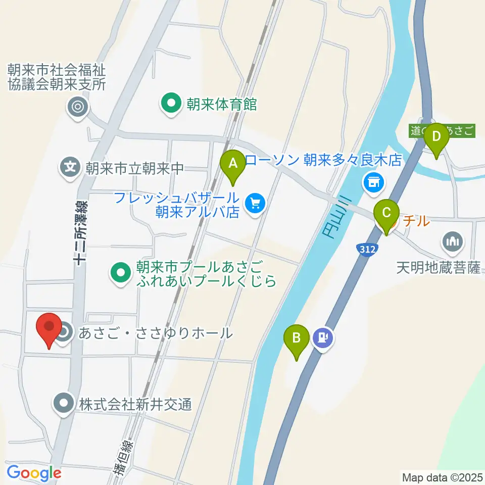 あさご・ささゆりホール周辺のカフェ一覧地図