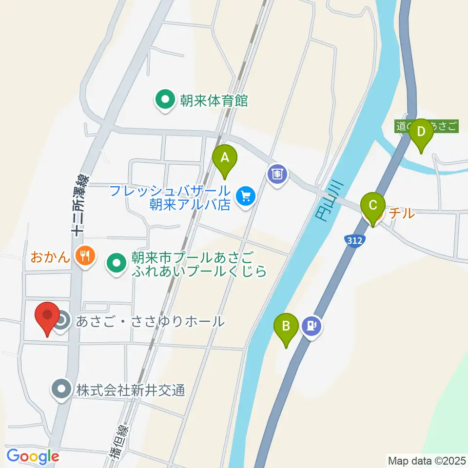 あさご・ささゆりホール周辺のカフェ一覧地図